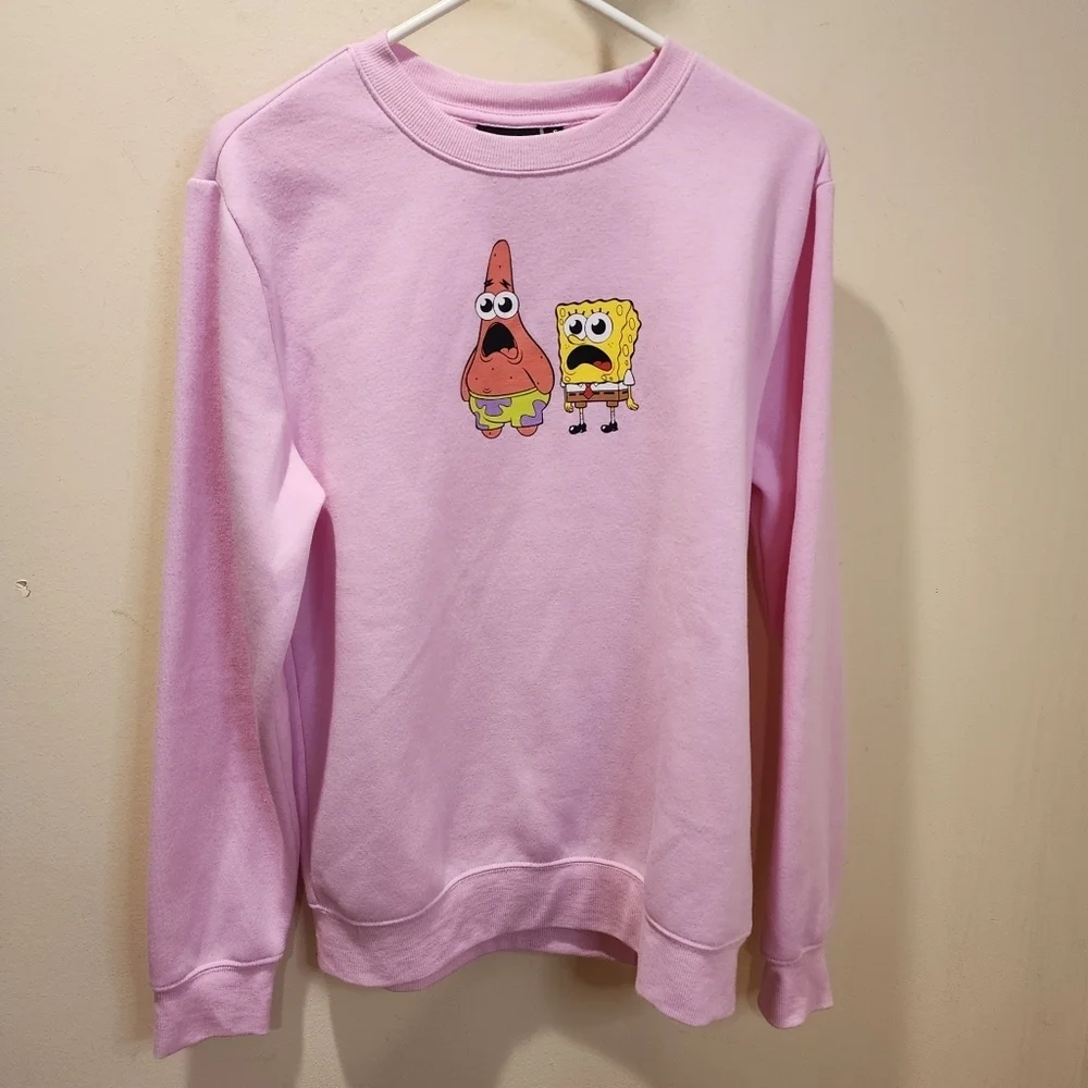 Nickelodeon pink Sponge Bob Pullover Crew Neck Sweater Size S